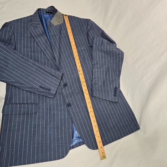 PIERRE NOIR Old Money Blue Gray Striped Classic Fit Blazer Jacket Size L50/44. - Picture 16 of 17